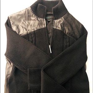 Vintage leather& wool sweater/jacket